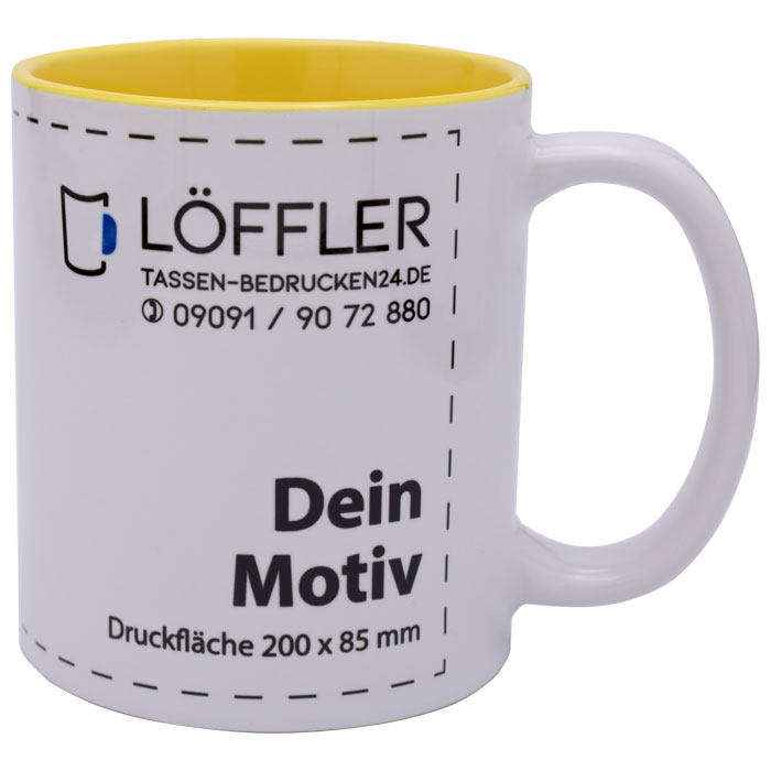 Keramiktasse Bibi (gelb) zum Bedrucken mit einem Logo