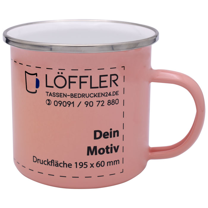 Emaille-Tasse mit großem Druckbereich
