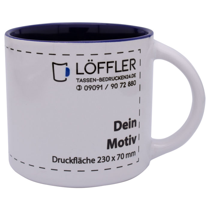 Große Keramiktasse Mike mit dunkelblauer Innenseite