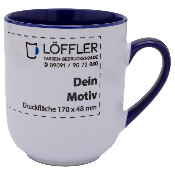 Tasse PETRA mit blauem Henkel und Innenseite