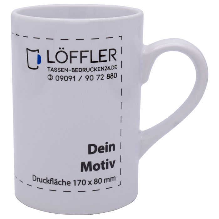 Längliche Tasse Steffi in weiß