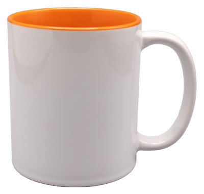 farbige Kaffeetasse, Innenseite orange