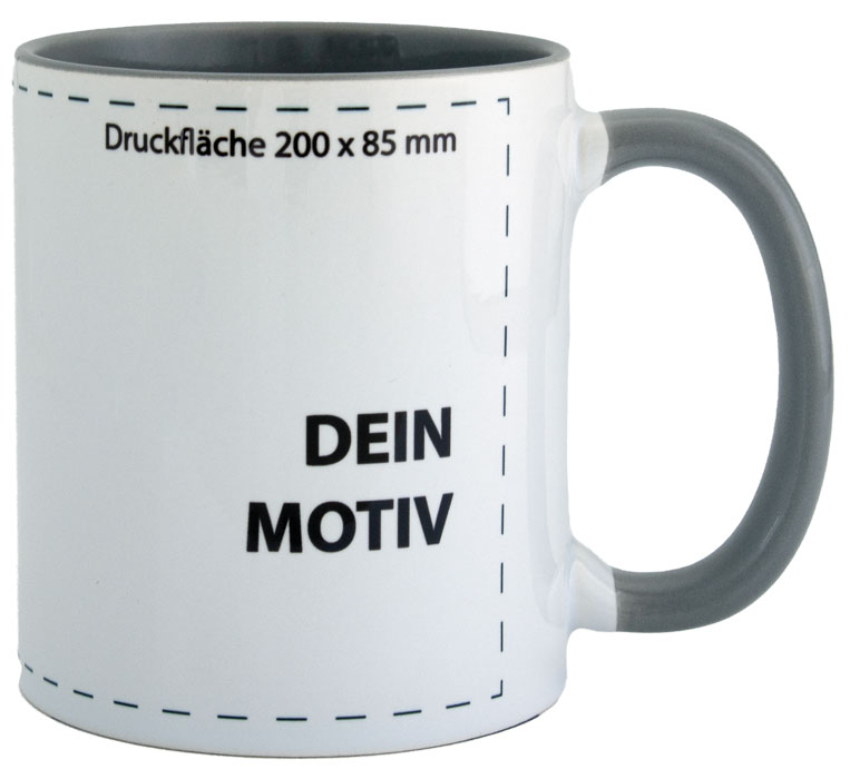 Schlichte Keramiktasse, grau, bedruckbar
