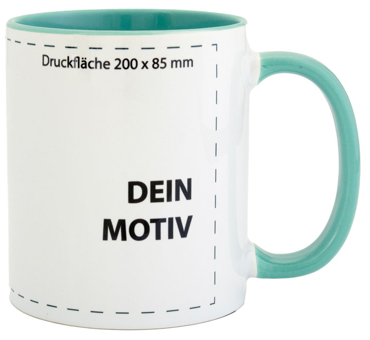 Werbetassen LENA, Innenseite und Henkel in mint