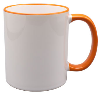 Kaffeetassen CARLA, Henkel und Trinkrand in Orange bei TASSEN-BEDRUCKEN24.DE