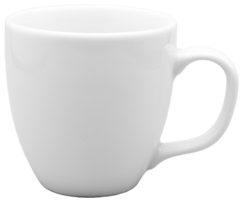 Eine schöne und bauchige Werbetasse mit vielen Möglichkeiten für Deine Werbung