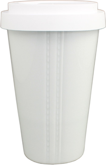 Doppelwandinger Coffee-to-go Becher aus Porzellan zum bedrucken als Werbeartikel