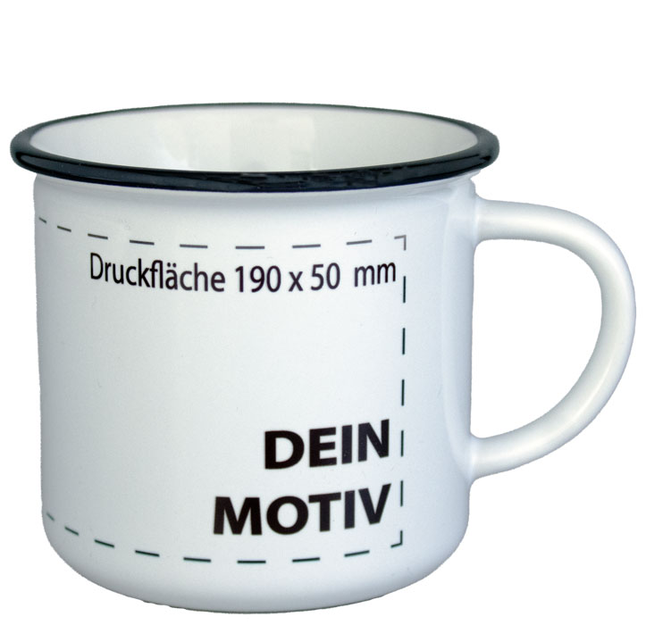 Werbetasse TOM, Tasse in Emaille-Optik zum Bedrucken Werbetasse TOM, individuell bedruckbar