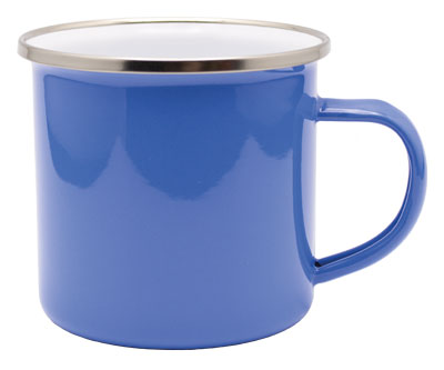 farbige Emaille Tasse in Blau