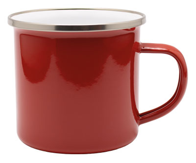 farbige Emaille Tasse in Rot