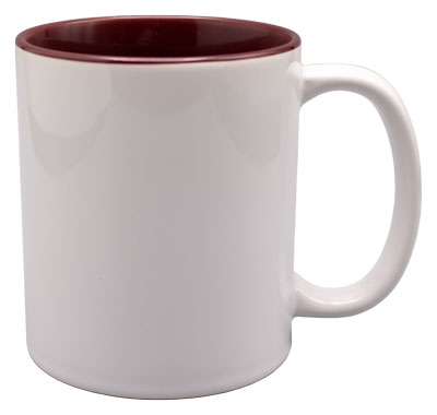 Die Werbetasse BIBI bedruckbar mit Ihrem Motiv bei TASSEN-BEDRUCKEN24.DE Klassische Werbetasse, außen weiß und innen Bordeauxrot