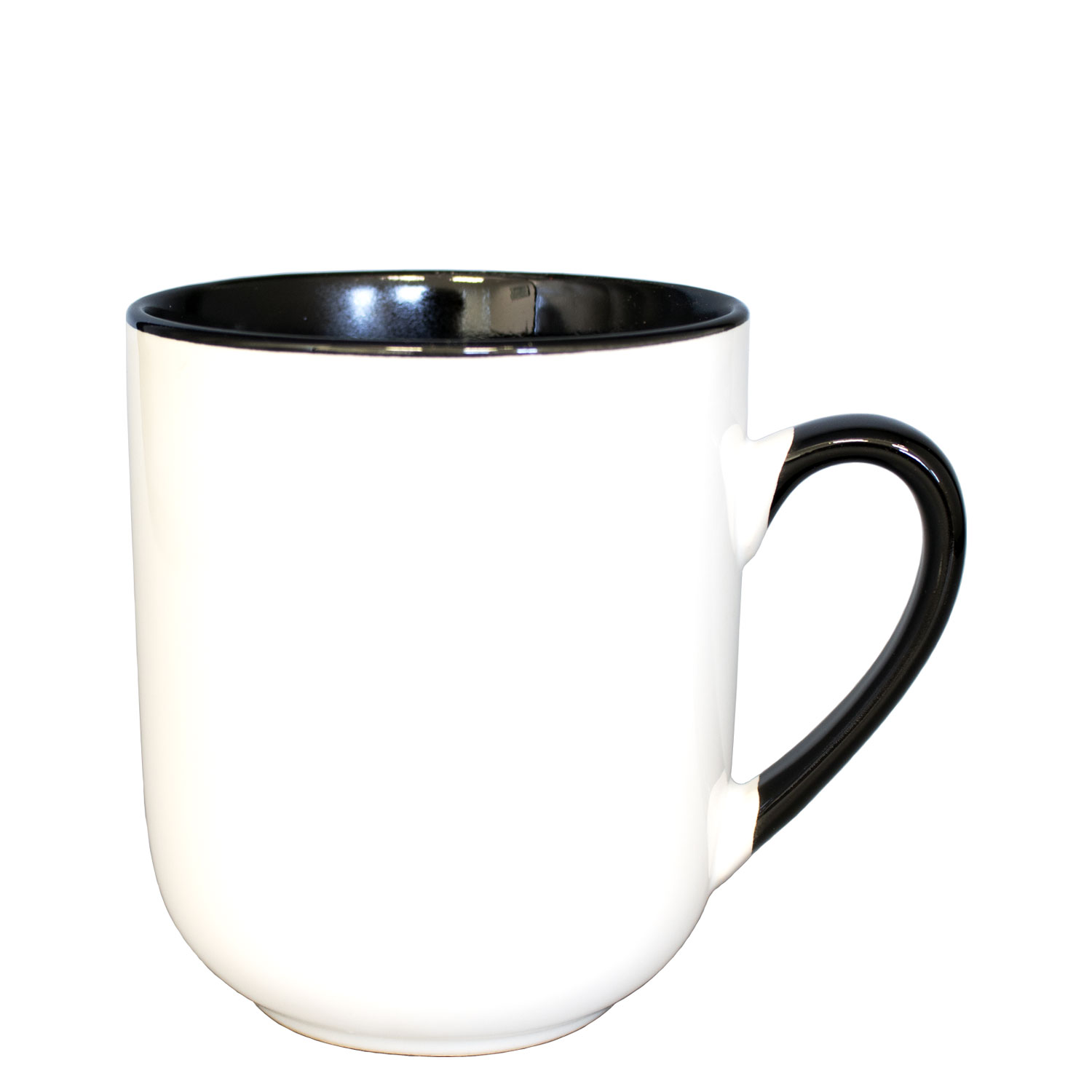Keramiktasse PETRA als Werbeartikel bedrucken lassen von TASSEN-BEDRUCKEN24.DE Keramiktasse PETRA innen und Henkel in schwarz zum bedrucken als Werbeartikel