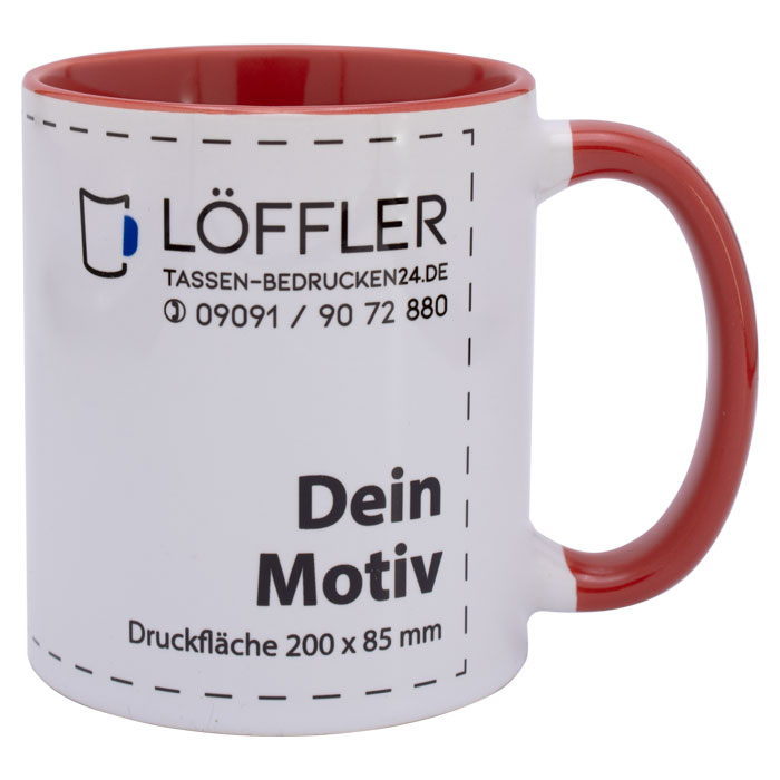 Henkel und Innenseite rot bei Tasse LENA Werbetassen LENA günstig bedrucken mit Logo